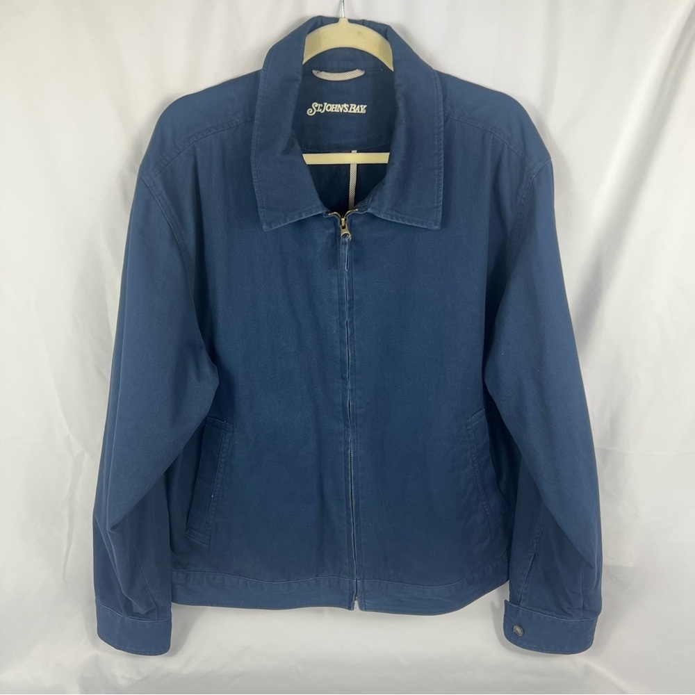 St. John's Bay Men's Deep Blue Bomber Jacket 100% Cotton